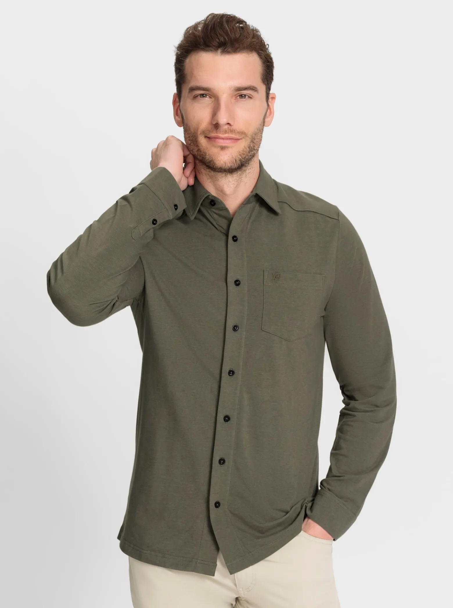 Langarmhemd in elastischer Jersey-Qualität