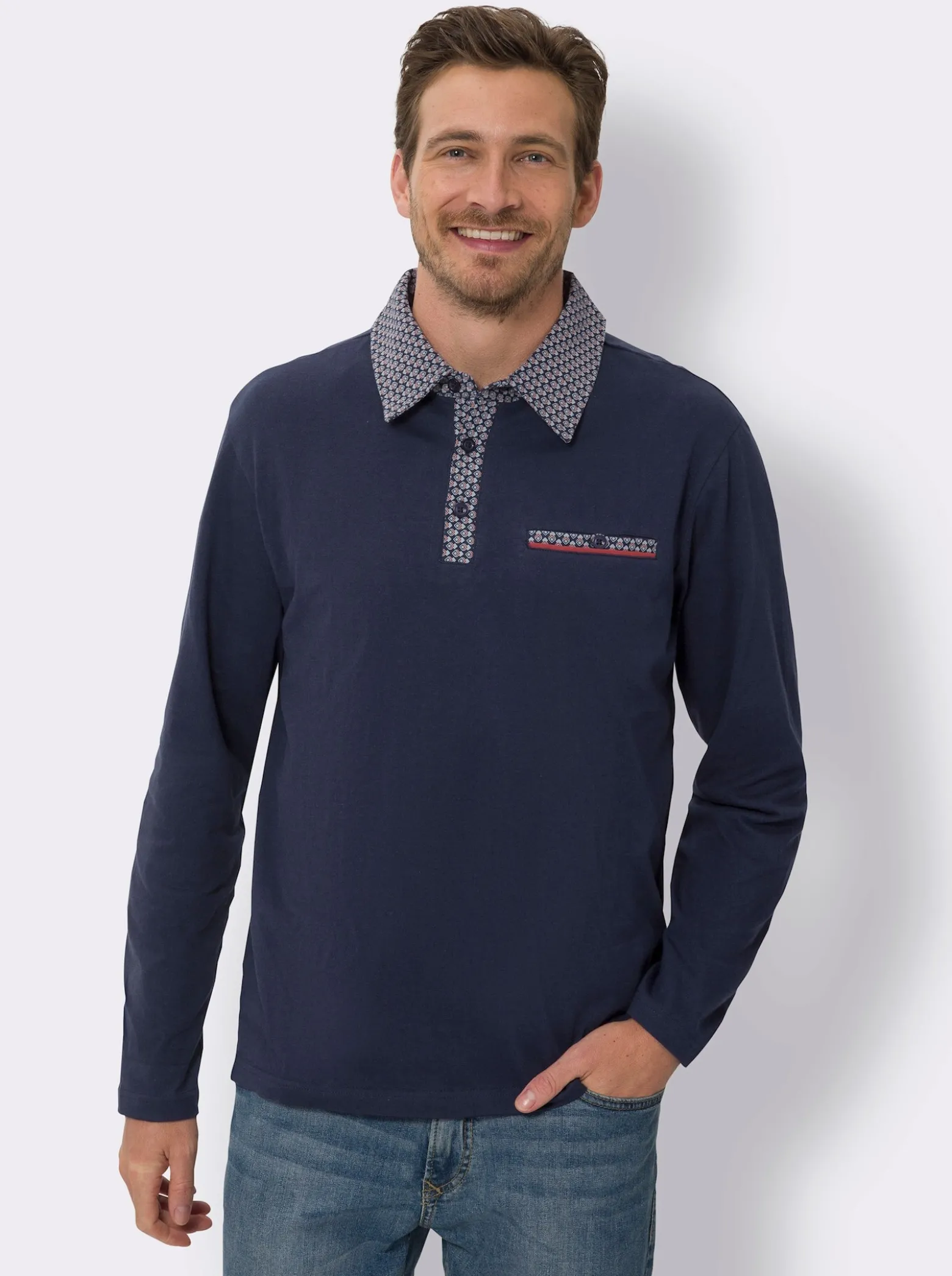 Langarm-Poloshirt