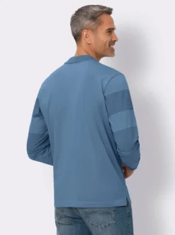 Langarm-Poloshirt aus Baumwolle, gestreift