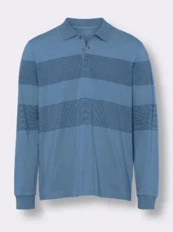 Langarm-Poloshirt aus Baumwolle, gestreift