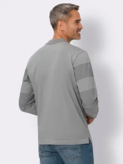 Langarm-Poloshirt aus Baumwolle, gestreift