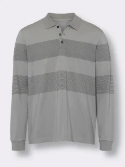 Langarm-Poloshirt aus Baumwolle, gestreift