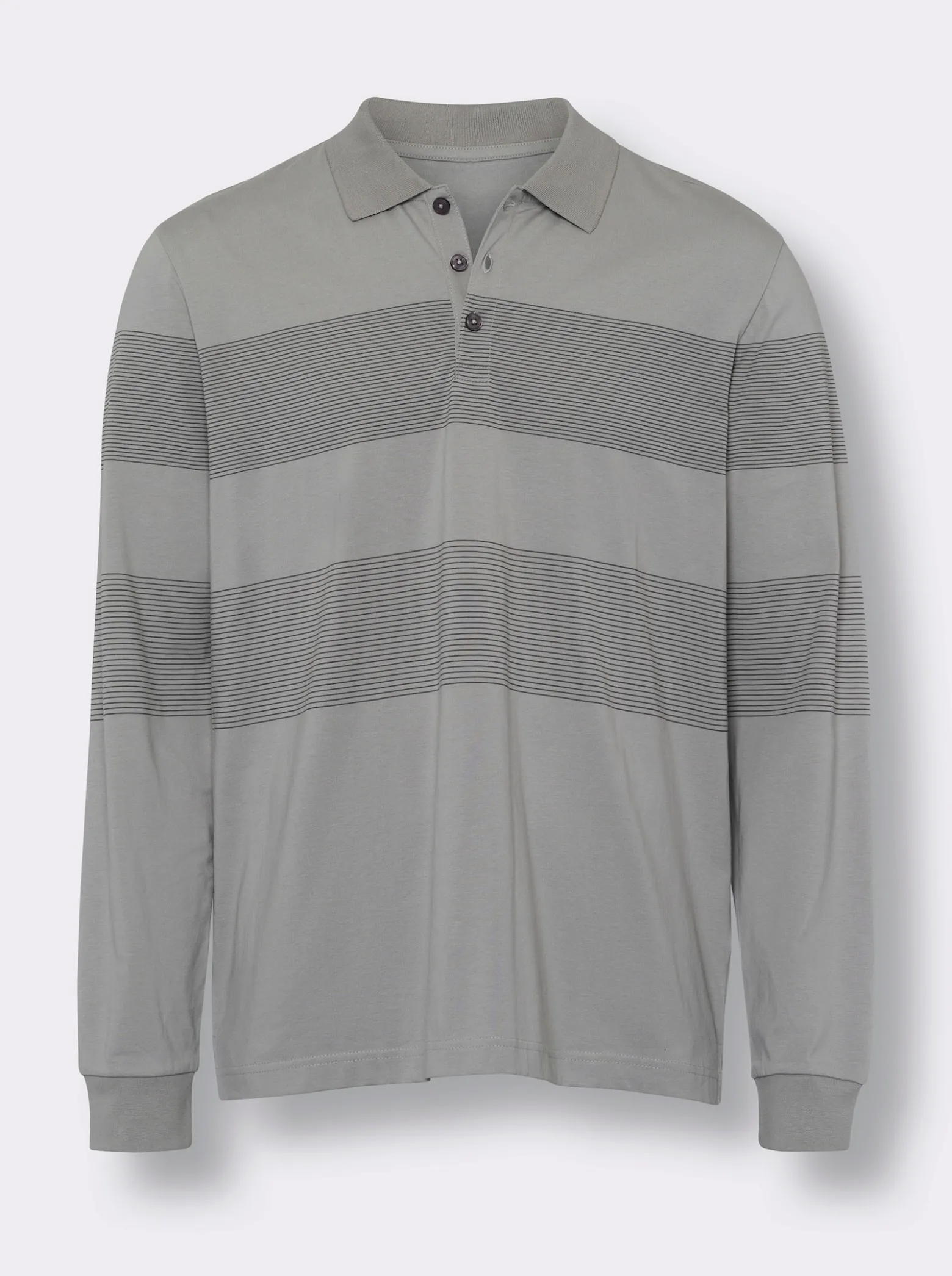 Langarm-Poloshirt aus Baumwolle, gestreift