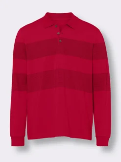 Langarm-Poloshirt aus Baumwolle, gestreift