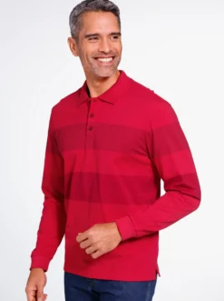 Langarm-Poloshirt aus Baumwolle, gestreift