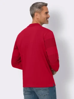 Langarm-Poloshirt aus Baumwolle, gestreift