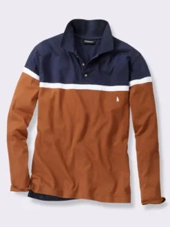 Langarm-Poloshirt im Colour Blocking-Dessin