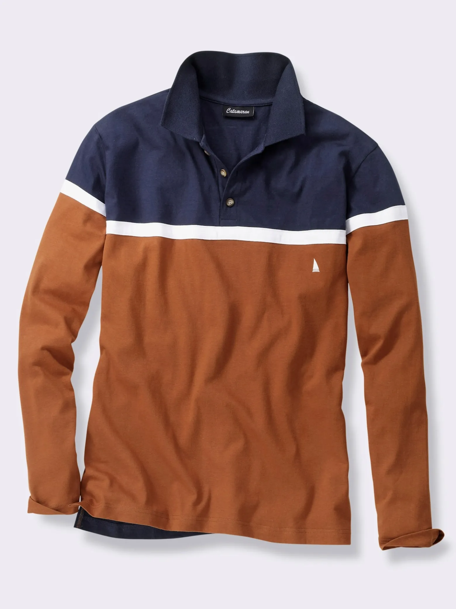 Langarm-Poloshirt im Colour Blocking-Dessin