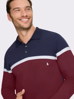 Langarm-Poloshirt im Colour Blocking-Dessin