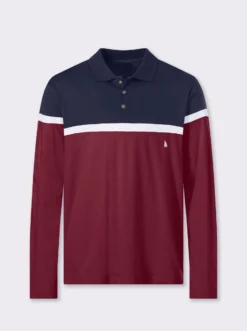Langarm-Poloshirt im Colour Blocking-Dessin