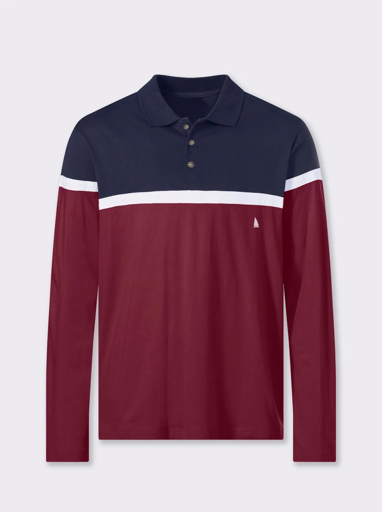 Langarm-Poloshirt im Colour Blocking-Dessin