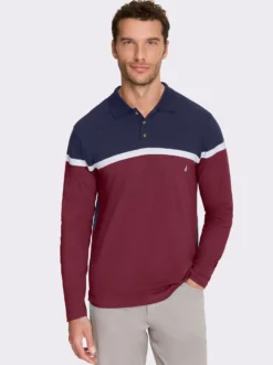 Langarm-Poloshirt im Colour Blocking-Dessin
