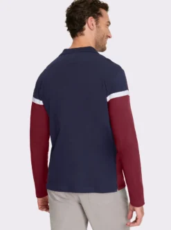 Langarm-Poloshirt im Colour Blocking-Dessin