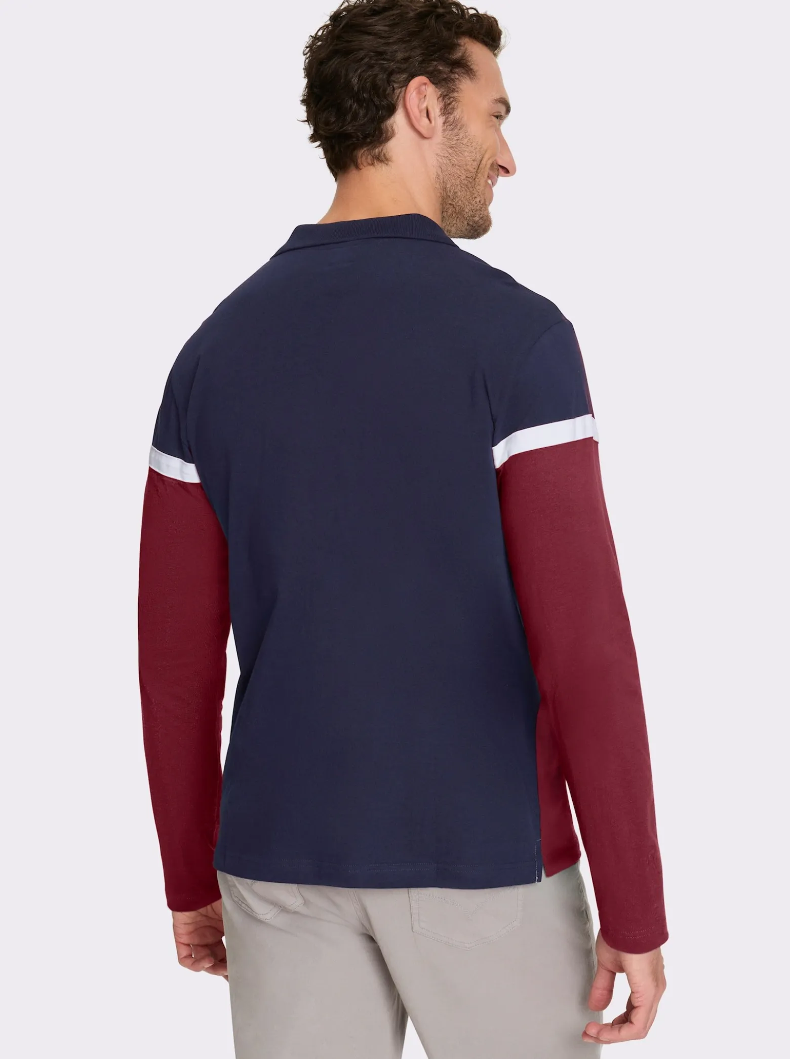 Langarm-Poloshirt im Colour Blocking-Dessin
