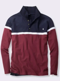 Langarm-Poloshirt im Colour Blocking-Dessin