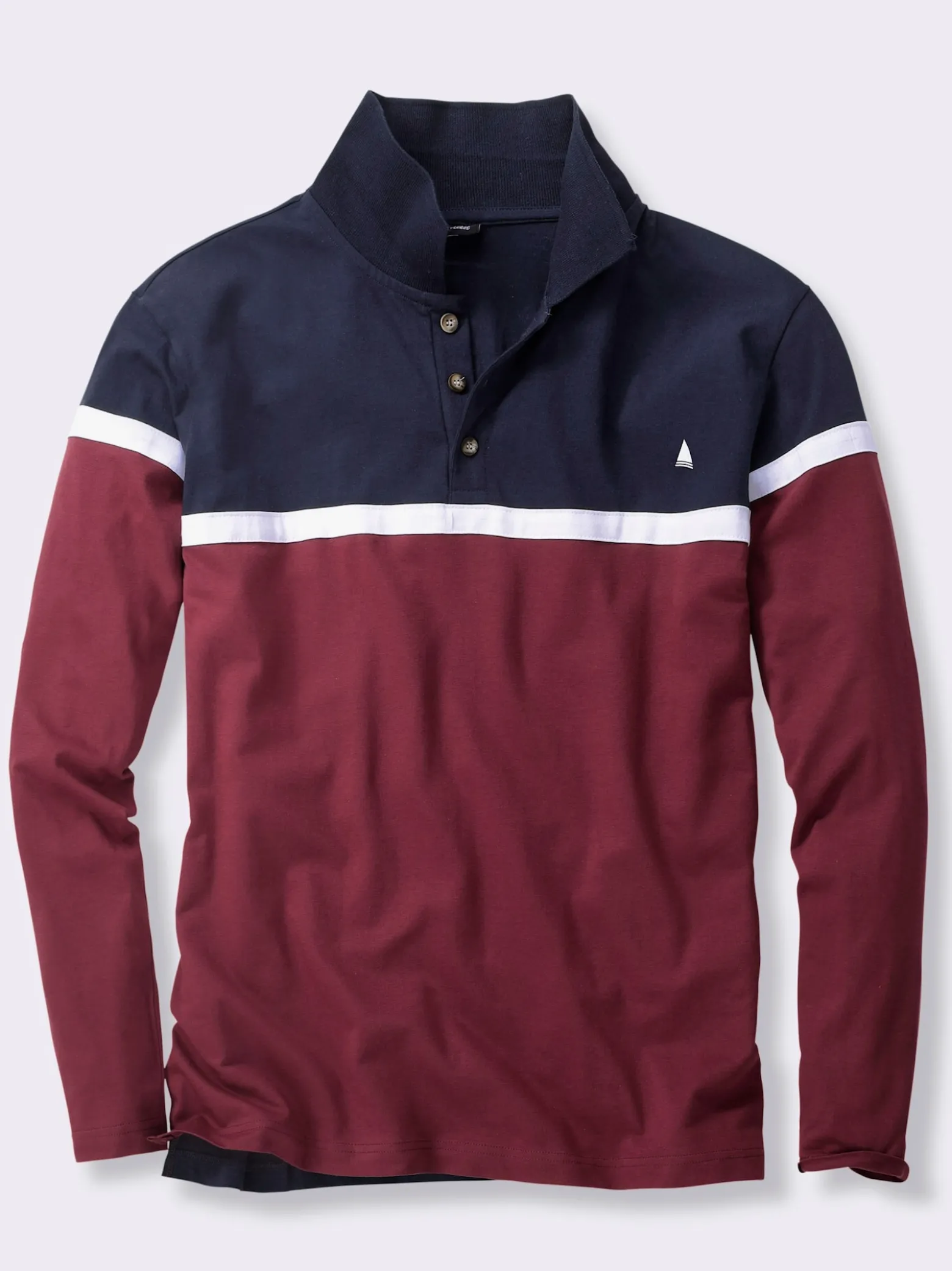 Langarm-Poloshirt im Colour Blocking-Dessin