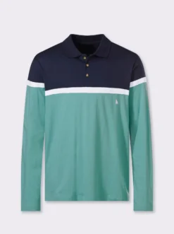 Langarm-Poloshirt im Colour Blocking-Dessin