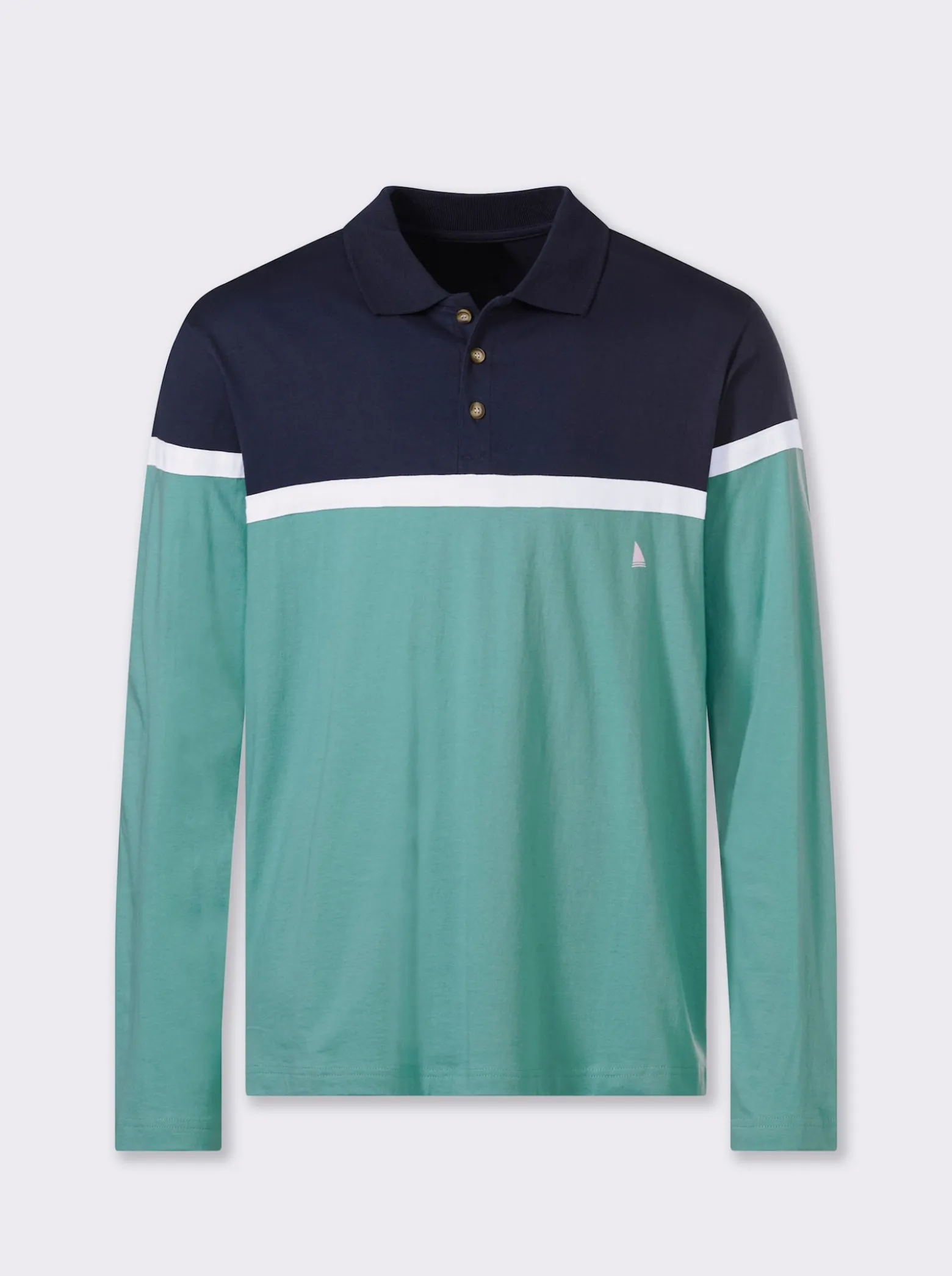 Langarm-Poloshirt im Colour Blocking-Dessin