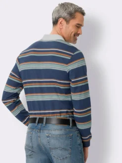 Langarm-Poloshirt im Ringel-Dessin
