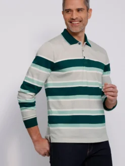 Langarm-Poloshirt im Ringel-Dessin