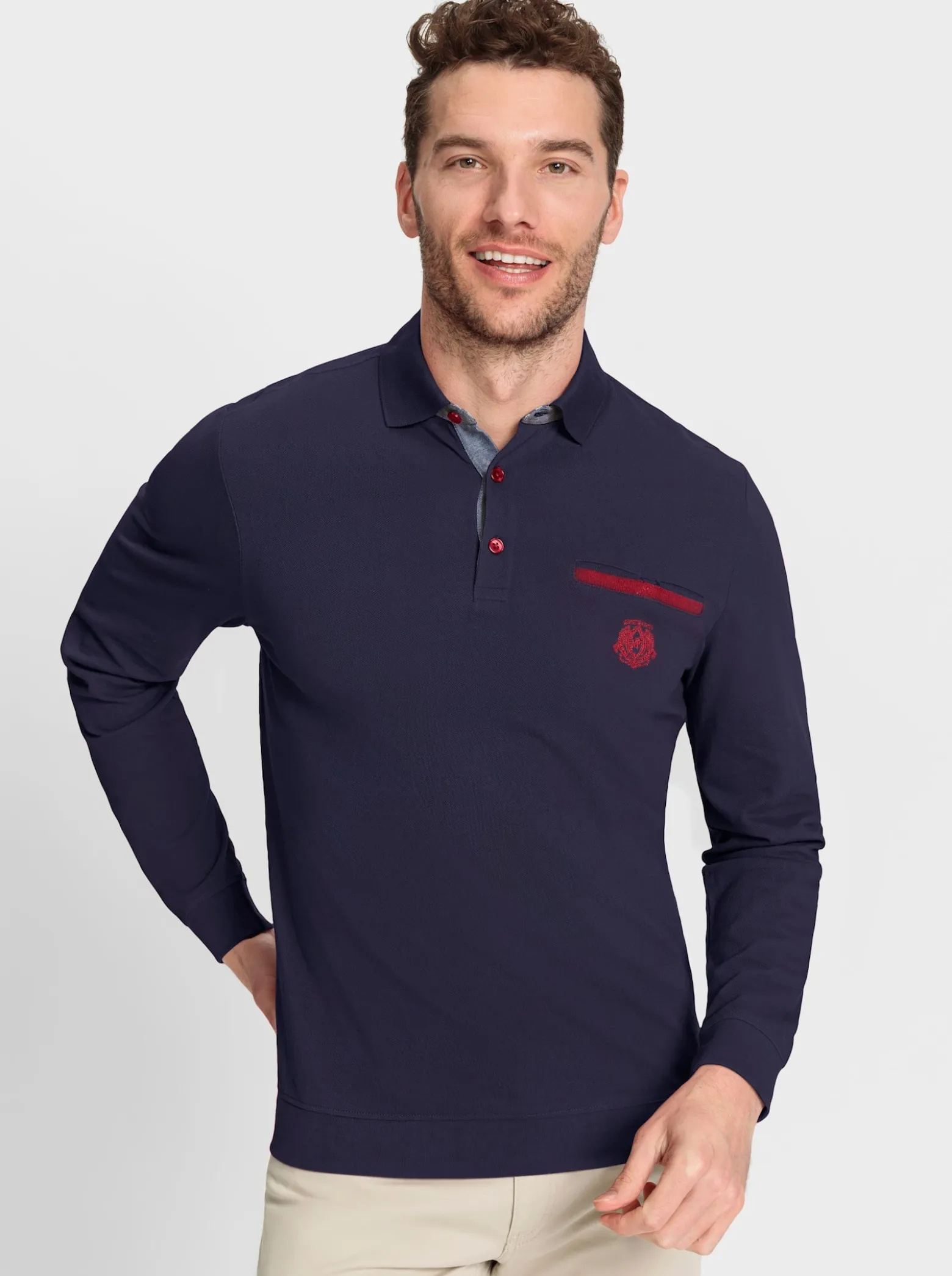 Langarm-Poloshirt in Pikee-Qualität