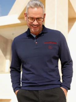 Langarm-Poloshirt in Pikee-Qualität