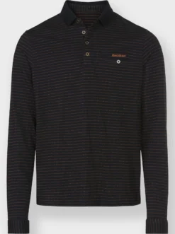Langarm-Poloshirt in strukturiertem Jacquardmuster