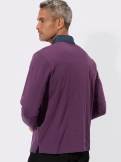 Langarm-Poloshirt mit gewebten Details