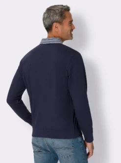 Langarm-Poloshirt mit gewebtem Streifenmuster