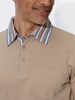 Langarm-Poloshirt mit gewebtem Kragen