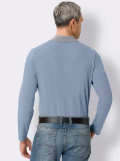 Langarm-Poloshirt mit Kontrast-Details