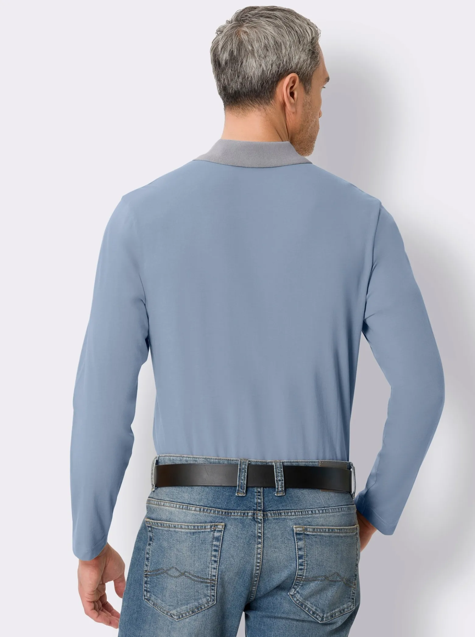 Langarm-Poloshirt mit Kontrast-Details