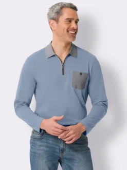 Langarm-Poloshirt mit Kontrast-Details