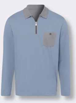 Langarm-Poloshirt mit Kontrast-Details