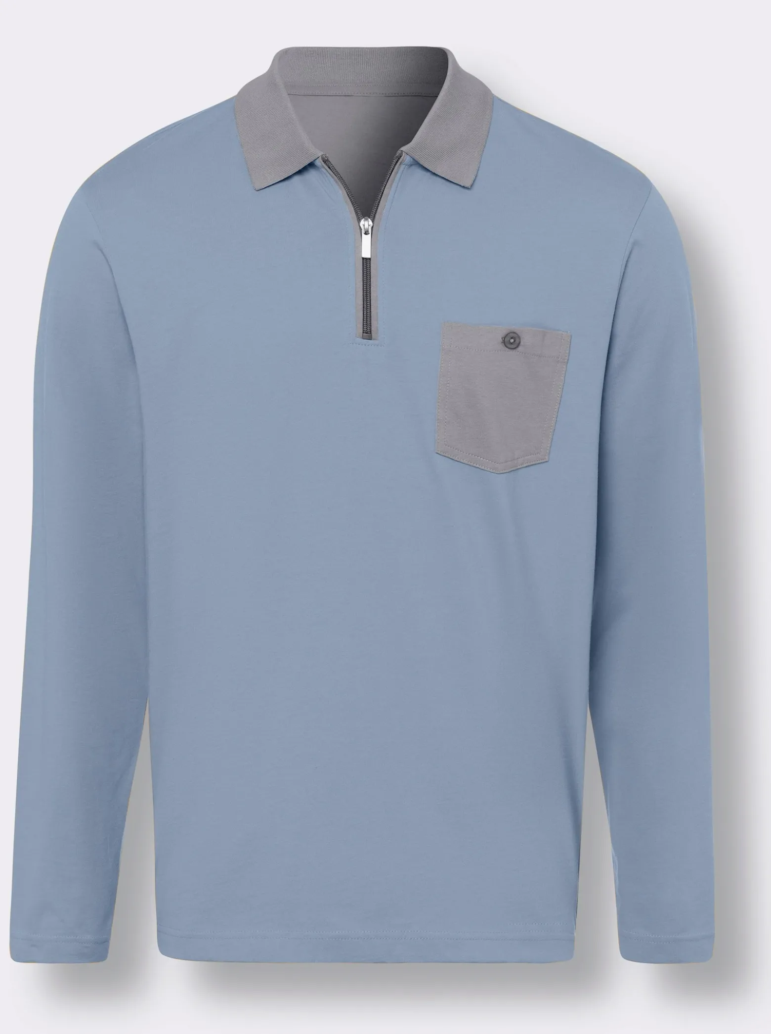Langarm-Poloshirt mit Kontrast-Details