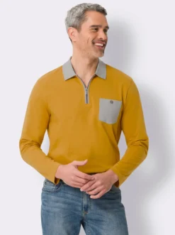 Langarm-Poloshirt mit Kontrast-Details