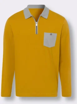 Langarm-Poloshirt mit Kontrast-Details