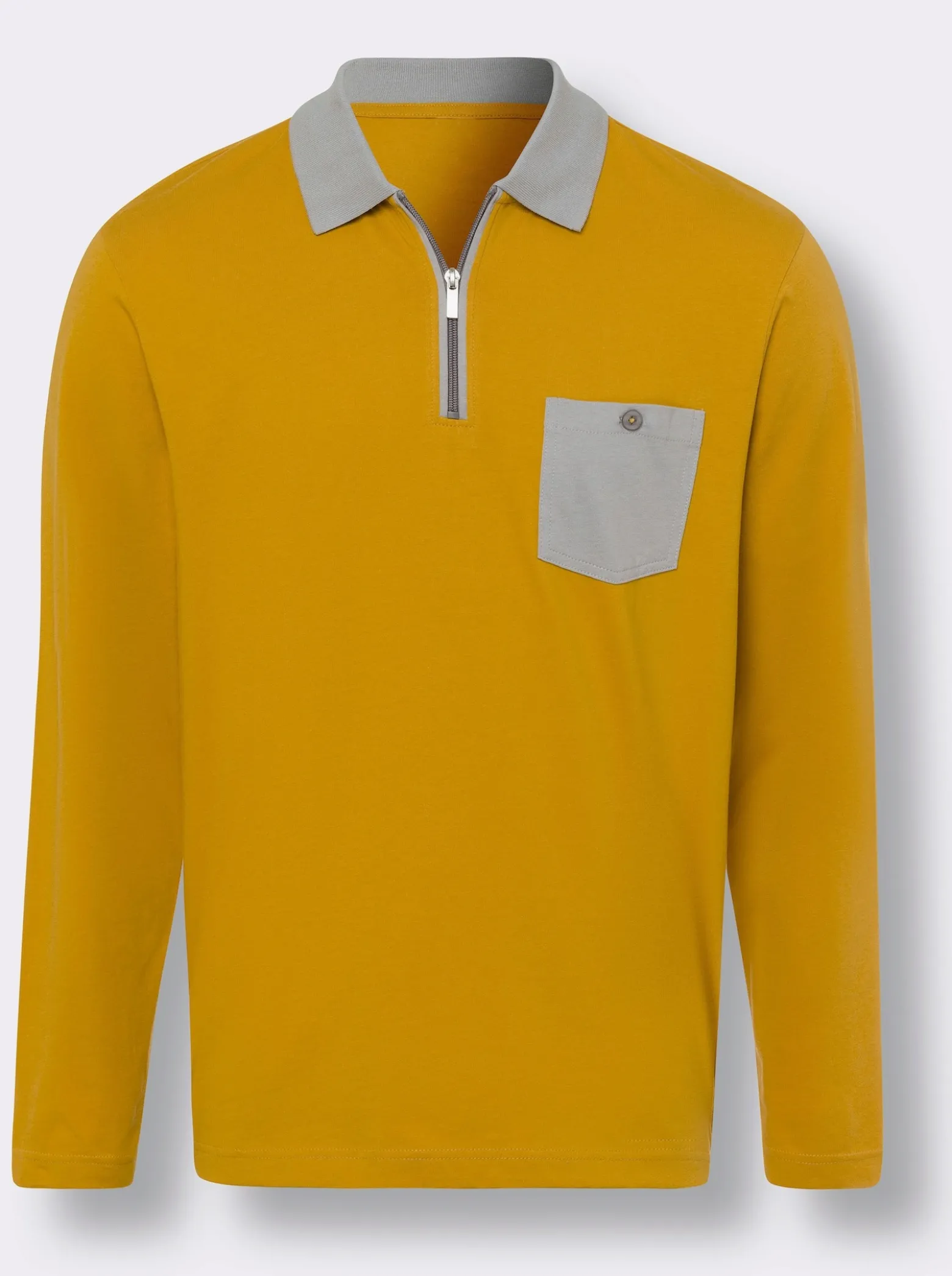 Langarm-Poloshirt mit Kontrast-Details
