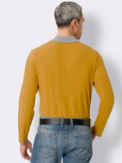 Langarm-Poloshirt mit Kontrast-Details