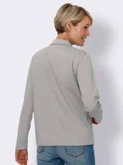 Langarm-Poloshirt mit kurzem Reißverschluss