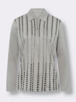 Langarm-Poloshirt mit kurzem Reißverschluss