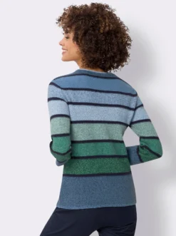 Langarm-Pullover aus Baumwolle, gestreift