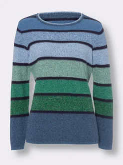 Langarm-Pullover aus Baumwolle, gestreift
