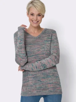 Langarm-Pullover aus Melange-Garn