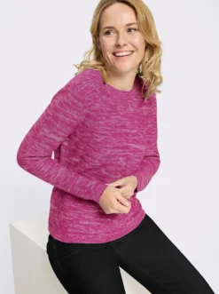 Langarm-Pullover aus Melange-Strick