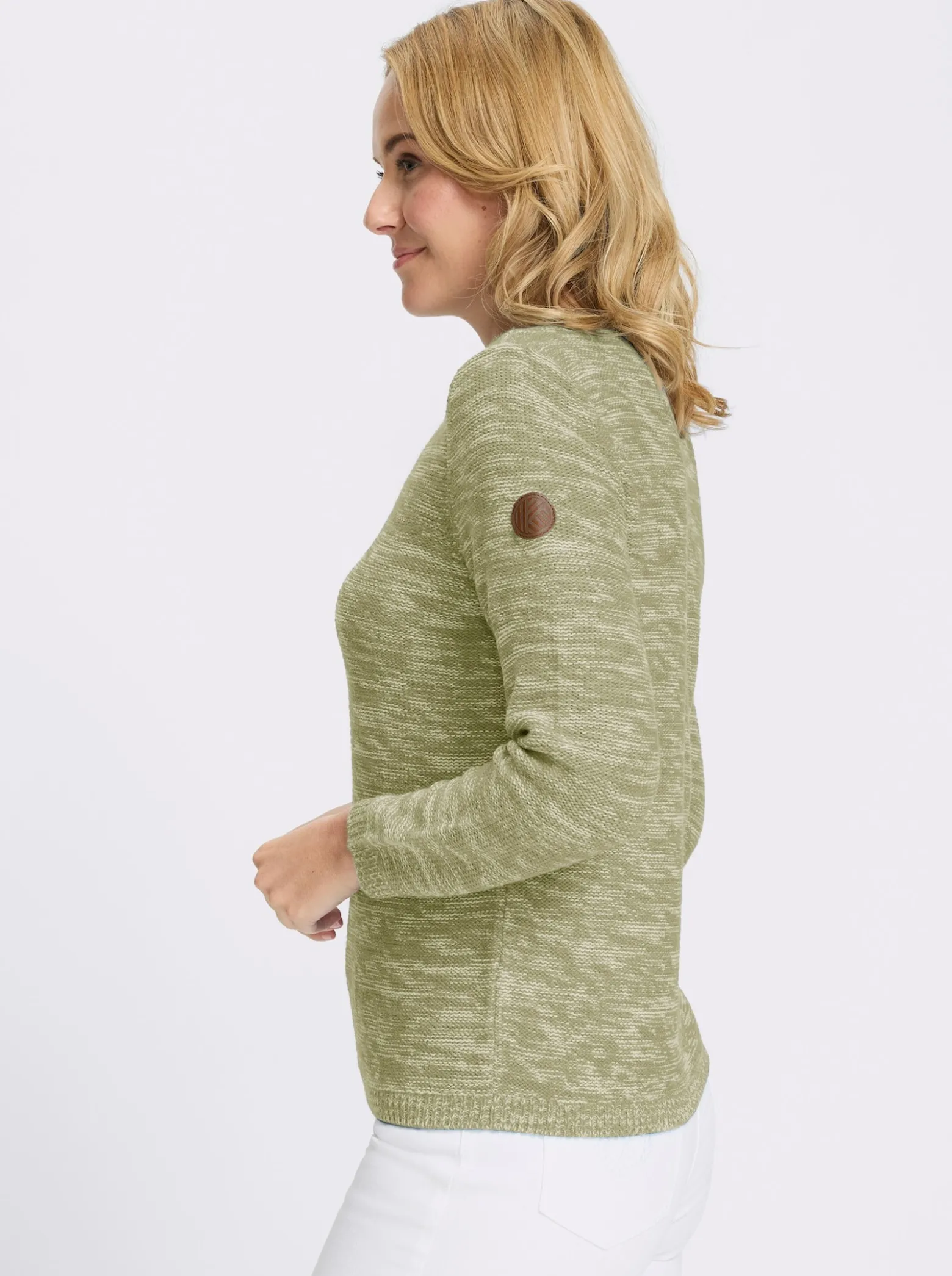 Langarm-Pullover aus Melange-Strick