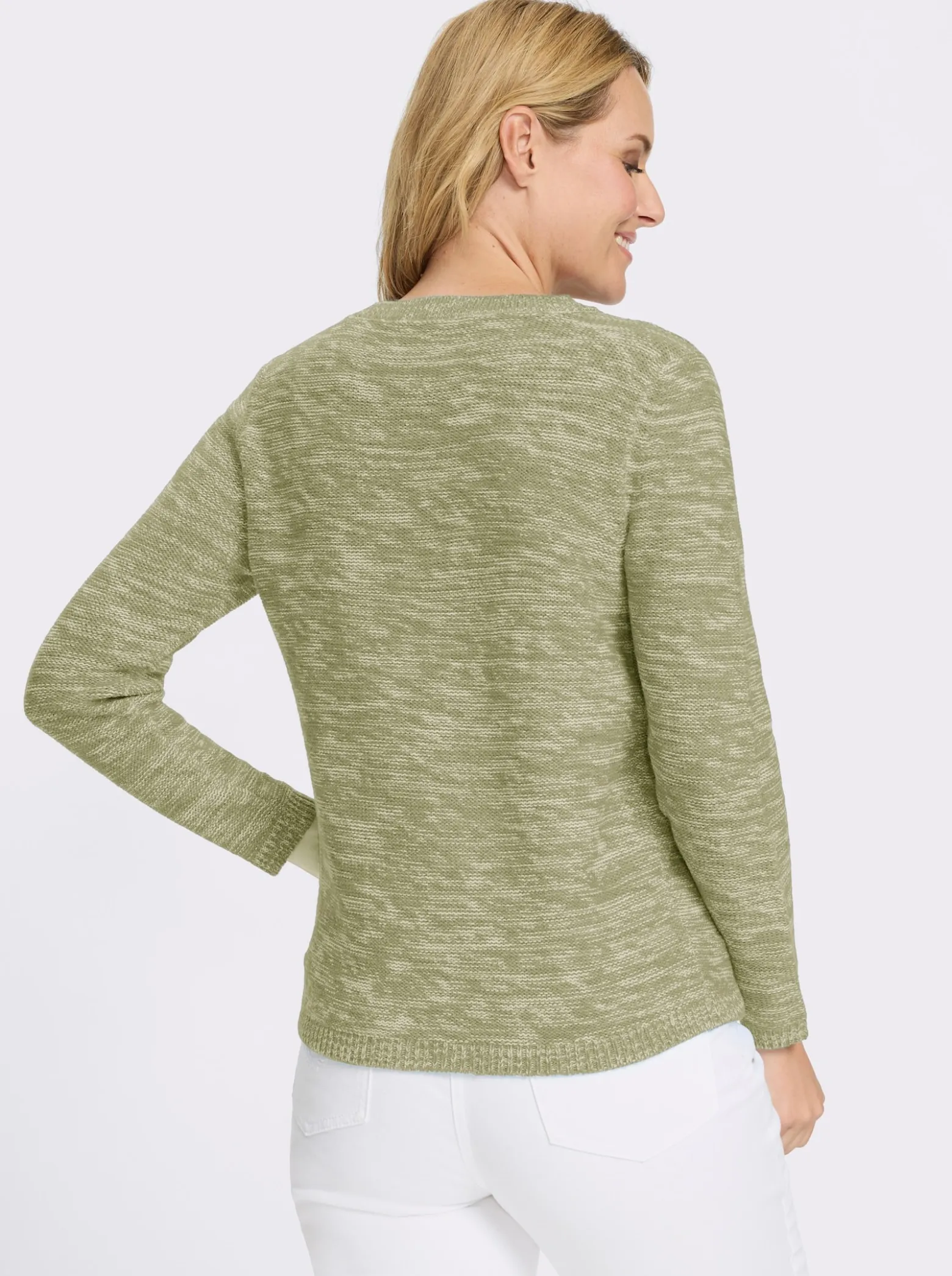 Langarm-Pullover aus Melange-Strick