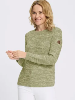 Langarm-Pullover aus Melange-Strick