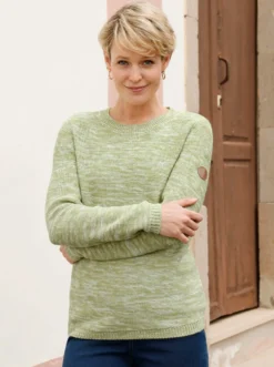Langarm-Pullover aus Melange-Strick