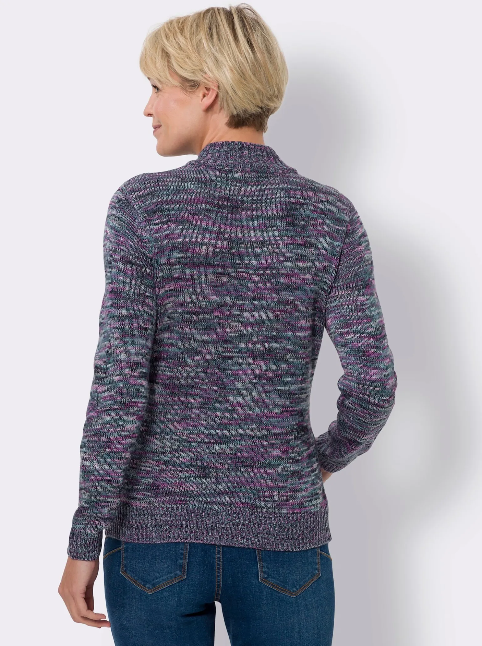 Langarm-Pullover aus Melange-Strick